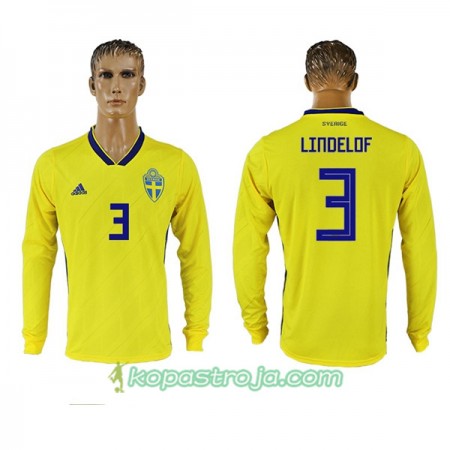 Billiga Fotbollströjor Sverige Lindelof 3 WM 2018 Hemma tröja Långärmad